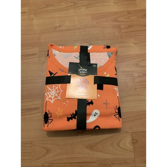 2pc Halloween Hyde and EEK Women's 2pc Pajama Set Orange Black Choose Your Size - Picture 8 of 16